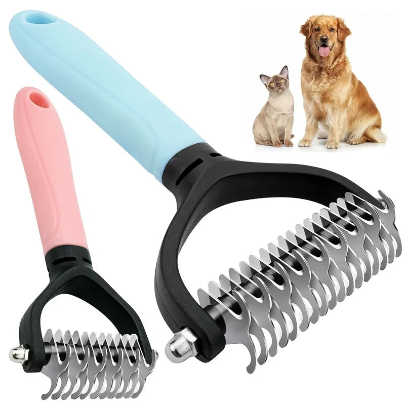 Stainless Steel Pet Dematting Comb – Double-Sided Cat & Dog Pet Grooming Comb PLUSH