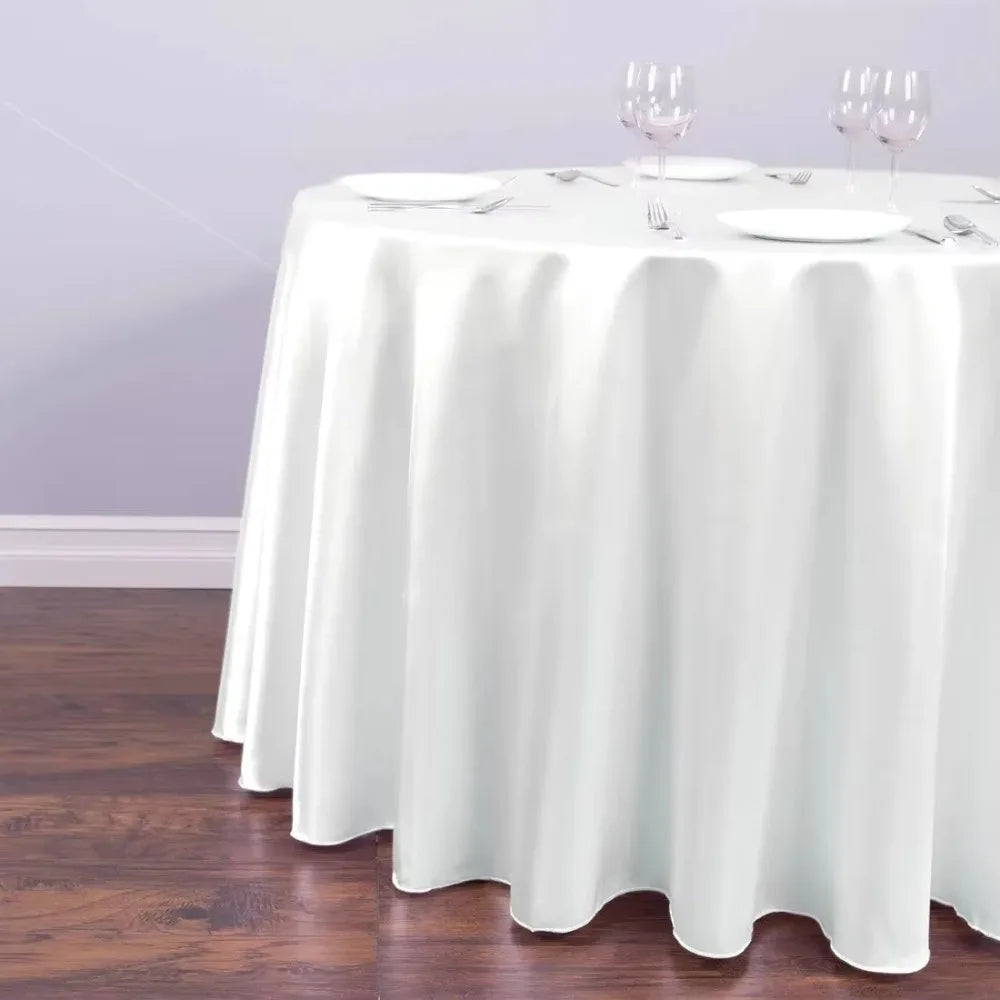 Round Satin Tablecloth – Imitation Silk Wedding Table Cover Satin Tablecloth PLUSH