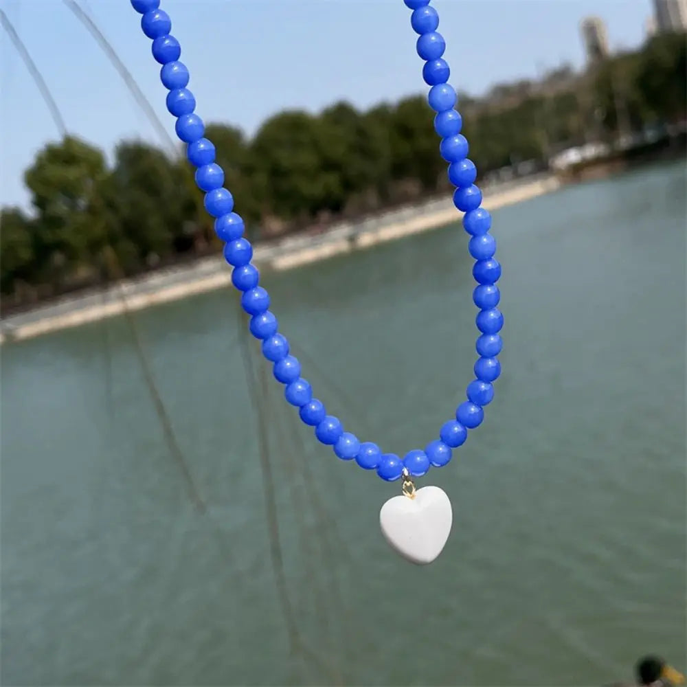 Y2K Rainbow Heart Pendant Necklace | Korean Chain Jewelry Heart Pendant Necklace PLUSH