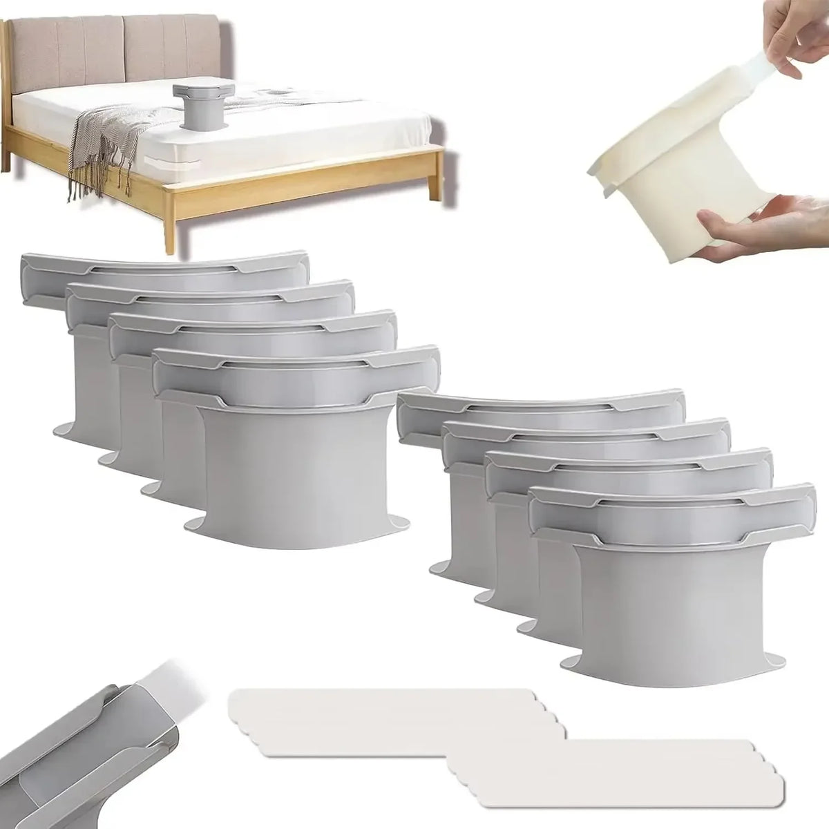 Heavy Duty Bed Sheet Corner Clips & Grippers – 4 or 8 Pcs Bed Sheet Clips PLUSH Grey 8pcs