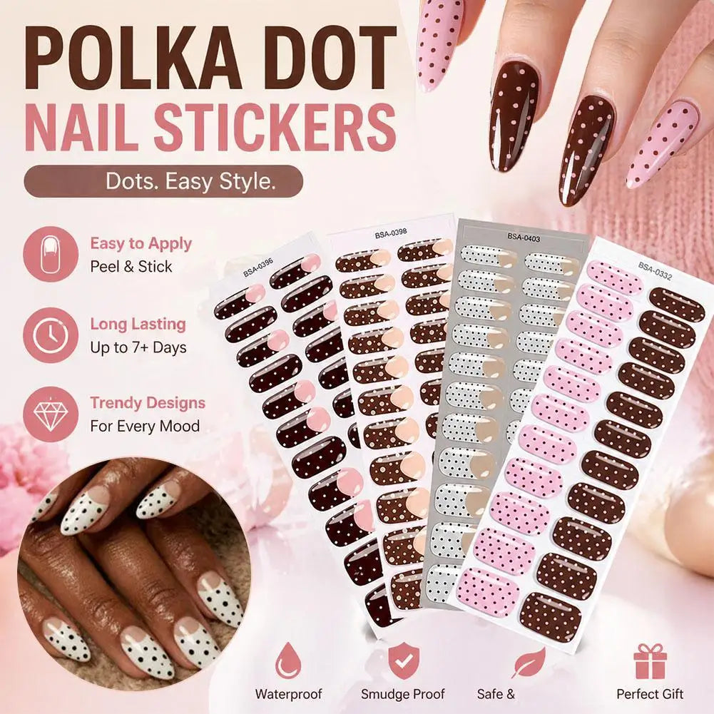 Polka Dot Gel Nail Strips – Waterproof Full Cover Nail Wraps Gel Nail Wraps PLUSH