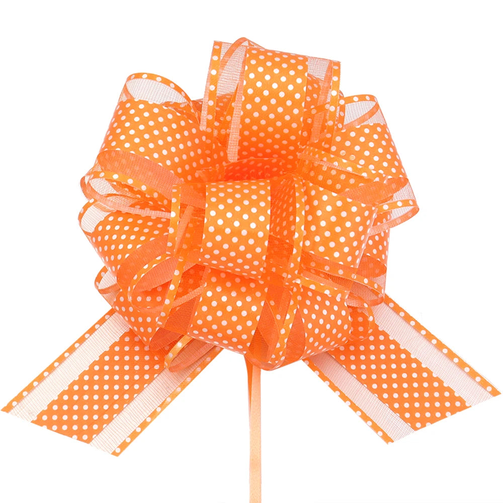 2pcs Polka Dot Pull Bow Ribbons 15cm – Gift Wrap Decoration Gift Wrap Bow PLUSH Orange