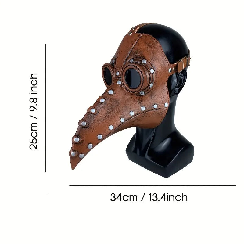 Bird Beak Plague Doctor Mask | Natural Latex Steampunk Cosplay Costume Mask PLUSH