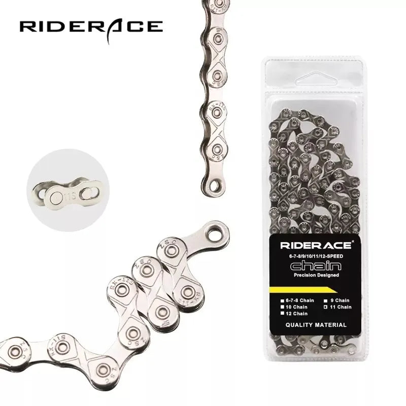 RIDERACE Ultralight Bicycle Chain 116L 8-12 Speed MTB Road Bike Bicycle Chain PLUSH