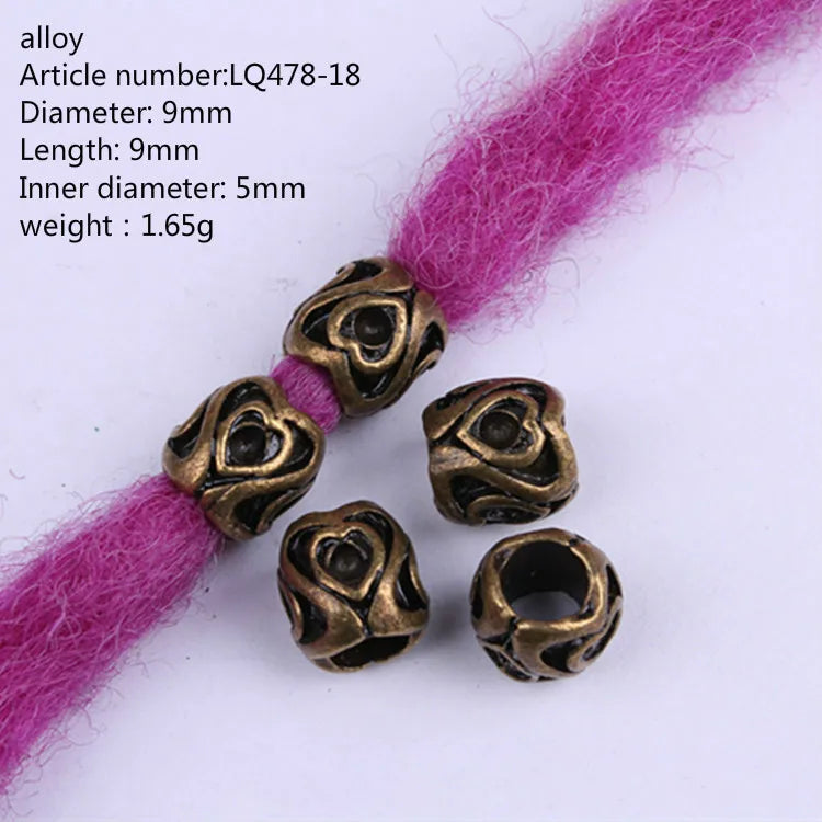 5pcs Metal Dreadlock Bead Cuffs Hair Braid Rings 3D Charms