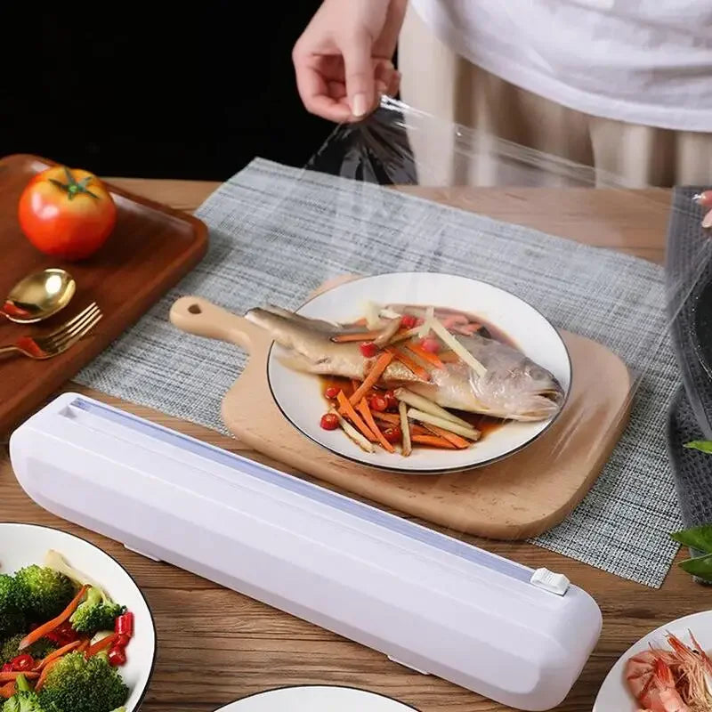 Cling Wrap & Foil Dispenser with Cutter | Kitchen Organizer Wrap Dispenser PLUSH