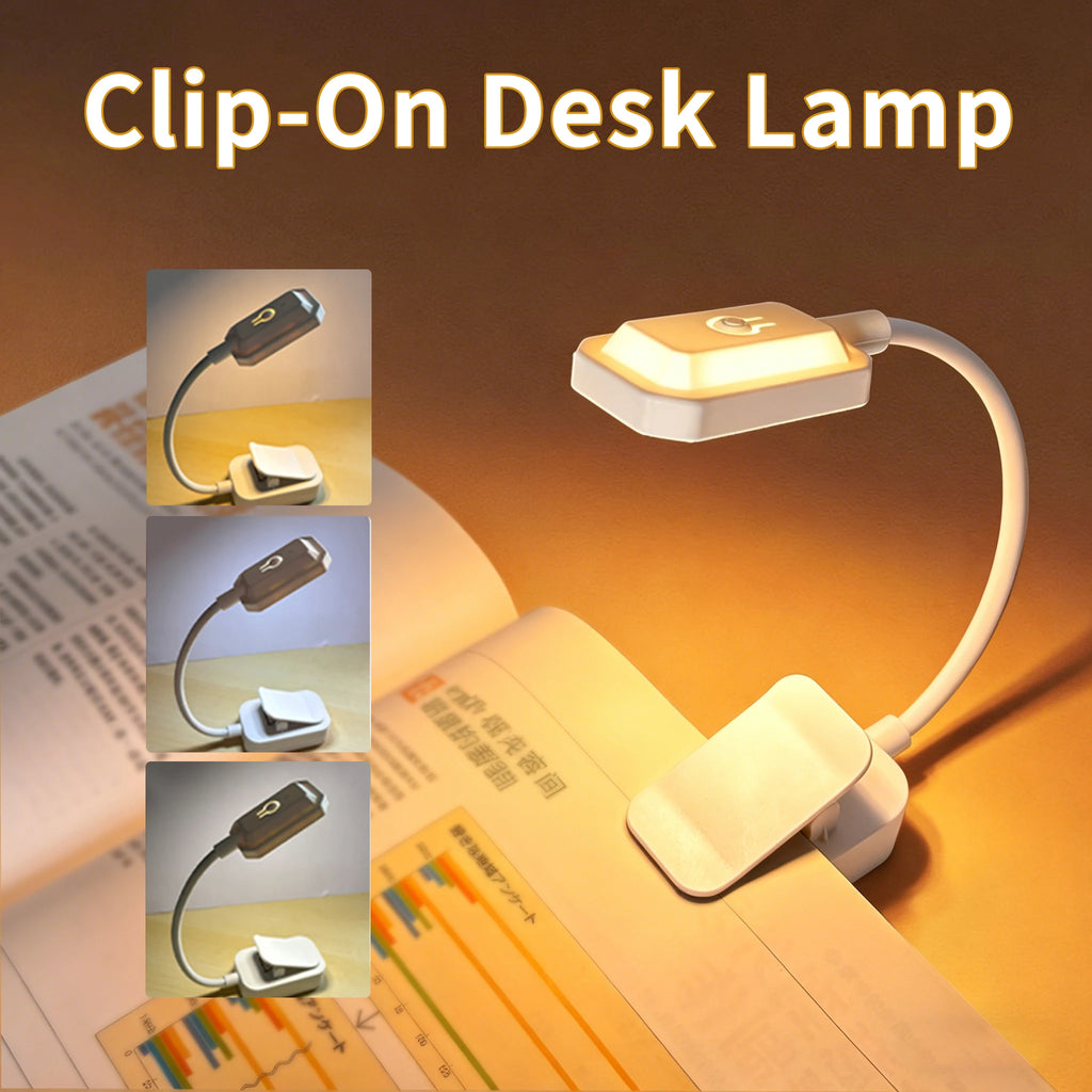 Clip-On LED Book Light USB Rechargeable Dimmable Reading Lamp Clip-On Desk Lamp PLUSH