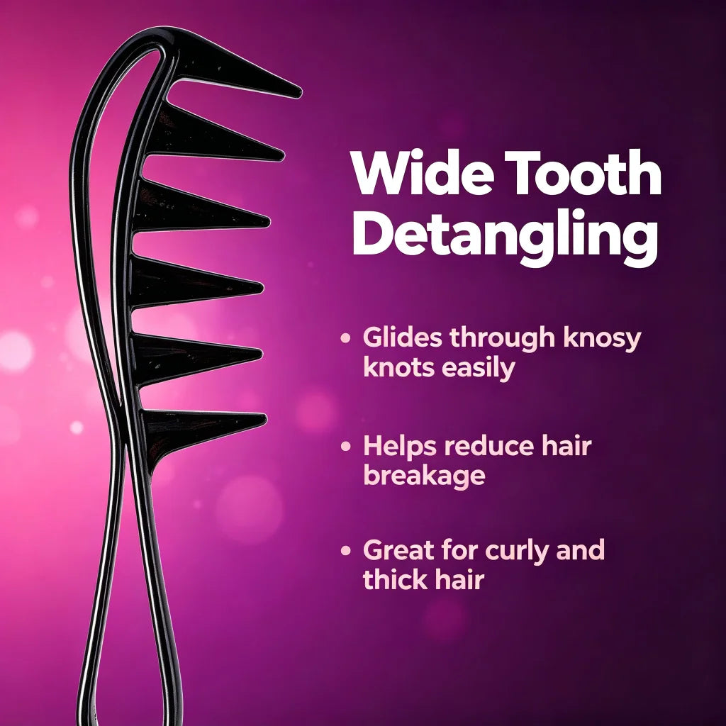 Wide Tooth Comb for Curly Hair – Anti-Breakage Salon Tool Hair Styling Comb PLUSH
