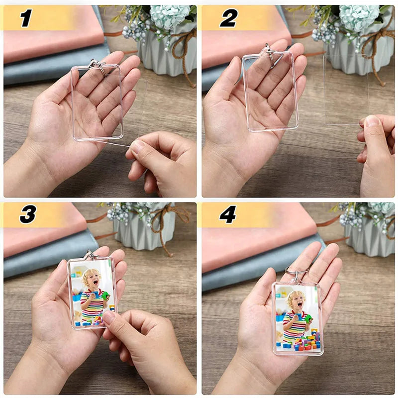 Clear Acrylic Photo Keychain Blank with Split Ring – DIY Gift Keychain Blank PLUSH
