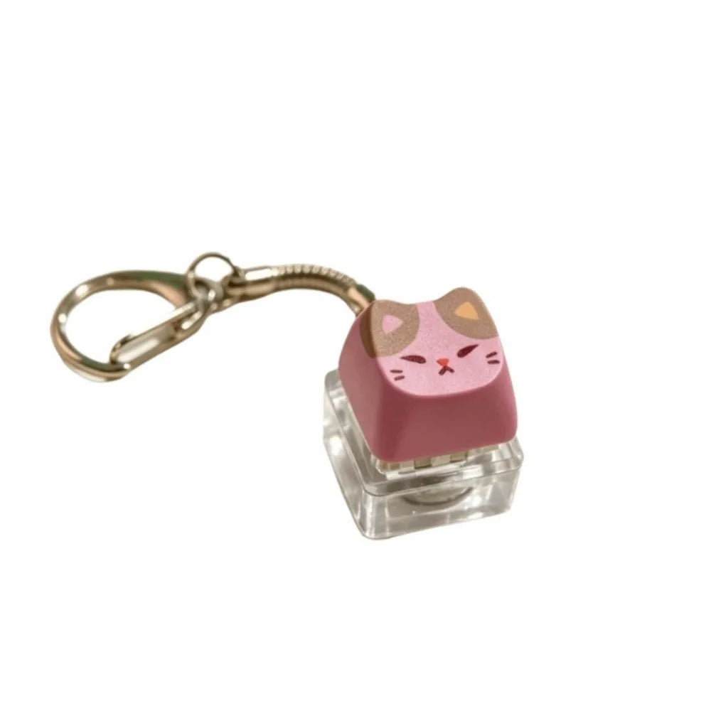 Cute Cat Keycap Keychain – Fidget Clicker Button Keychain Novelty Keychain PLUSH Single key -Style B-