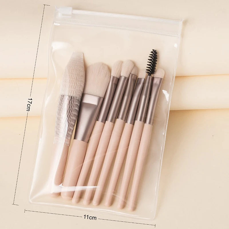 8-Piece Mini Makeup Brush Set – Soft Synthetic Bristles Makeup Brush Set PLUSH