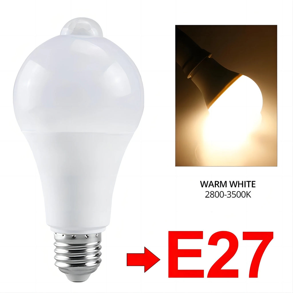 12W PIR Motion Sensor LED Bulb E27 B22 – Dusk to Dawn Motion Sensor Bulb PLUSH E27 Warm White