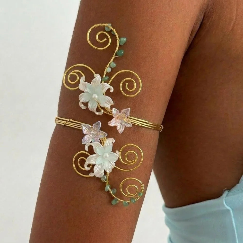 Iris Flower Hollow Cuff Bracelet – Adjustable Floral Bangle Floral Cuff Bracelet PLUSH Style 1