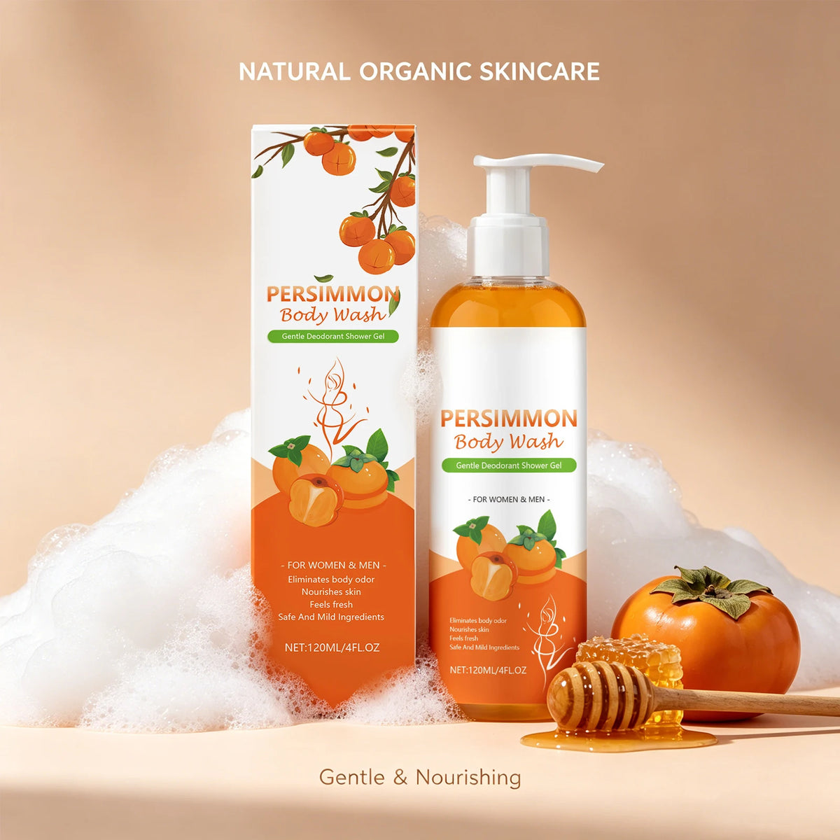 Persimmon Exfoliating Body Wash – Hydrating Shower Gel Exfoliating Body Wash PLUSH