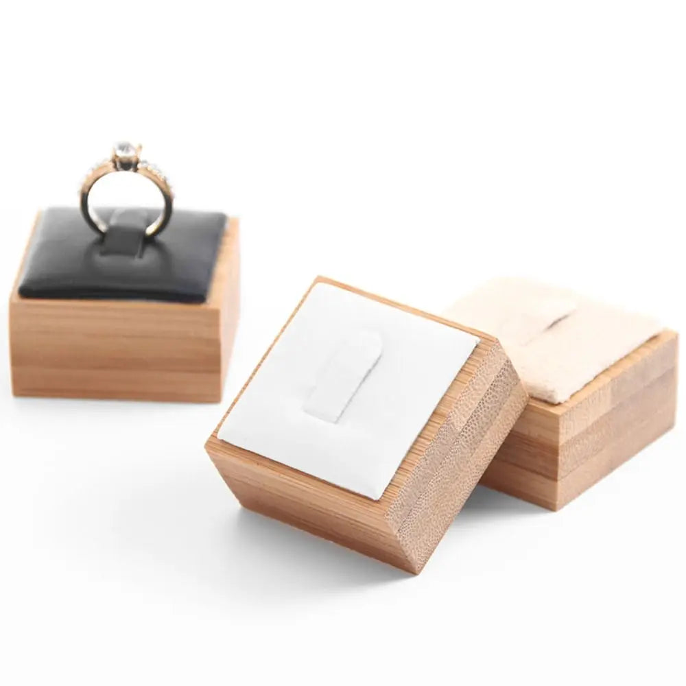 Wooden Ring Box Travel Jewelry Organizer Display Case Jewelry Display Box PLUSH