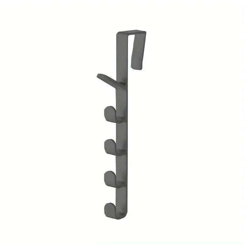 Over The Door Hanging Rack – 5-Hook Plastic Organizer Door Hook Rack PLUSH black