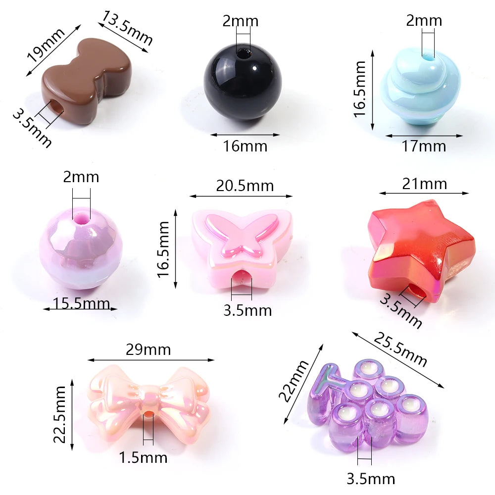 45g Mixed Acrylic Bow Beads – Colorful DIY Spacer Beads Acrylic Spacer Beads PLUSH