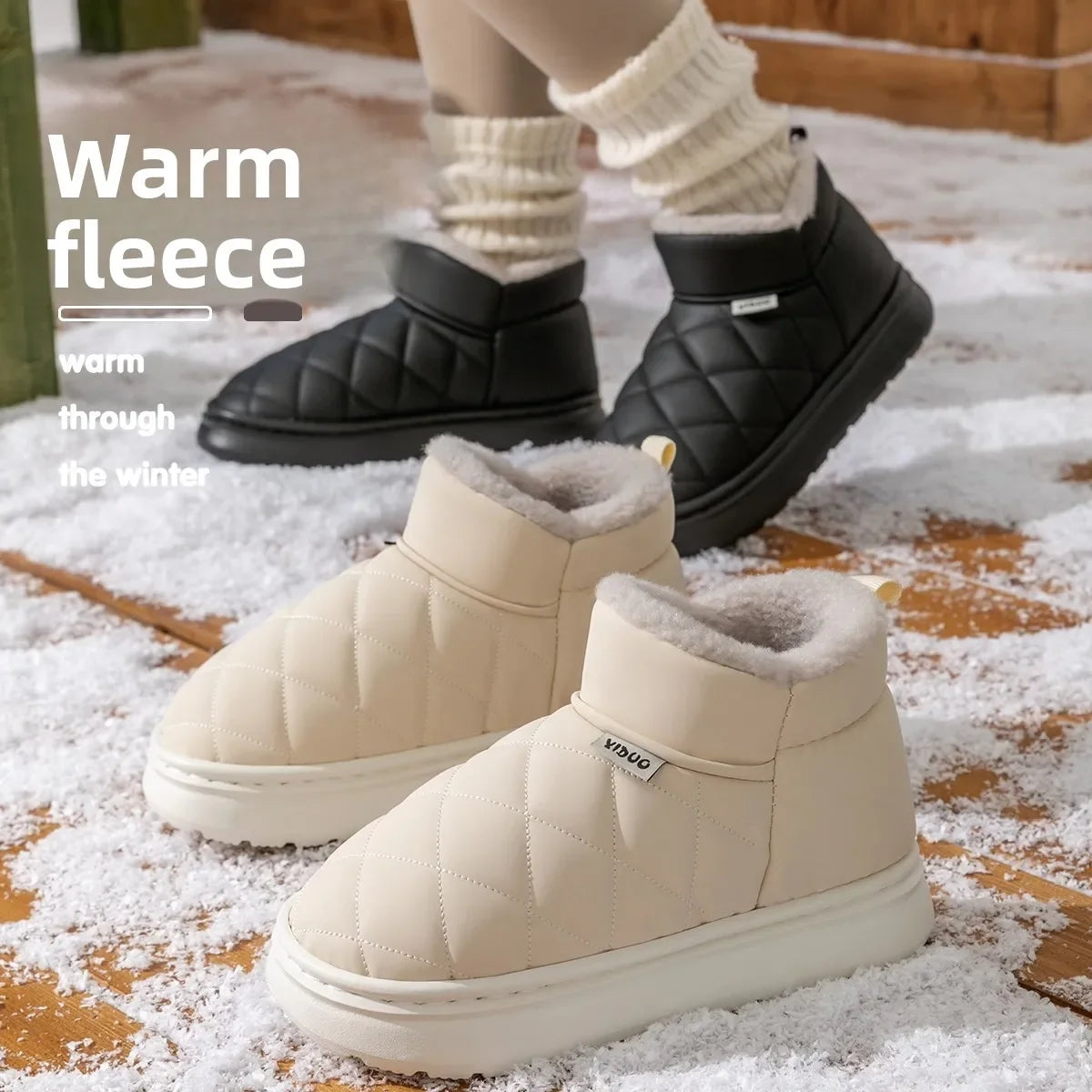 Women's Waterproof Fur-Lined Snow Boots – Slip-On Winter Women's Snow Boots PLUSH