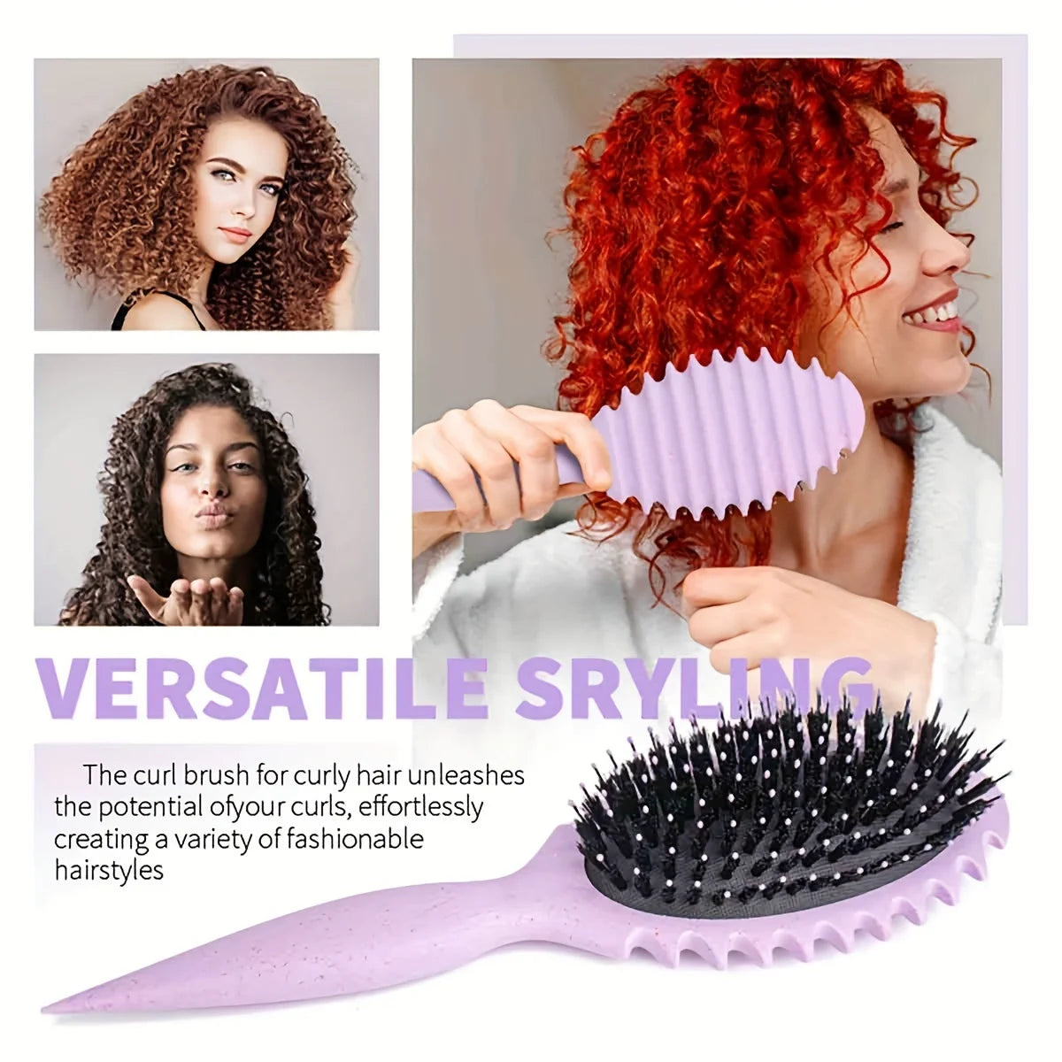 Candy Curl Defining Comb – Soft Bristle Wet Hair Brush Curl Defining Comb PLUSH