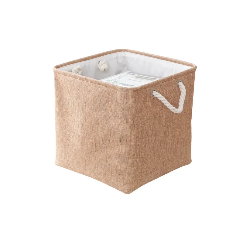 Modern Minimalist Linen Storage Basket | Square Foldable 33cm Linen Storage Basket PLUSH