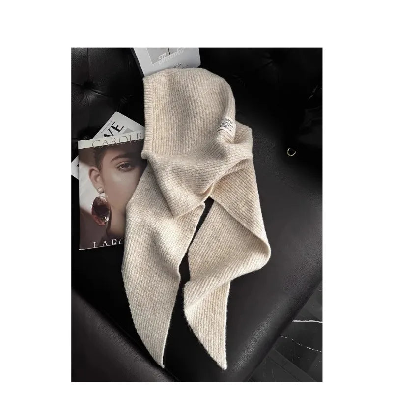 Korean Hood Scarf Knit Hat – Unisex Winter Headwear Winter Hood Scarf Hat PLUSH