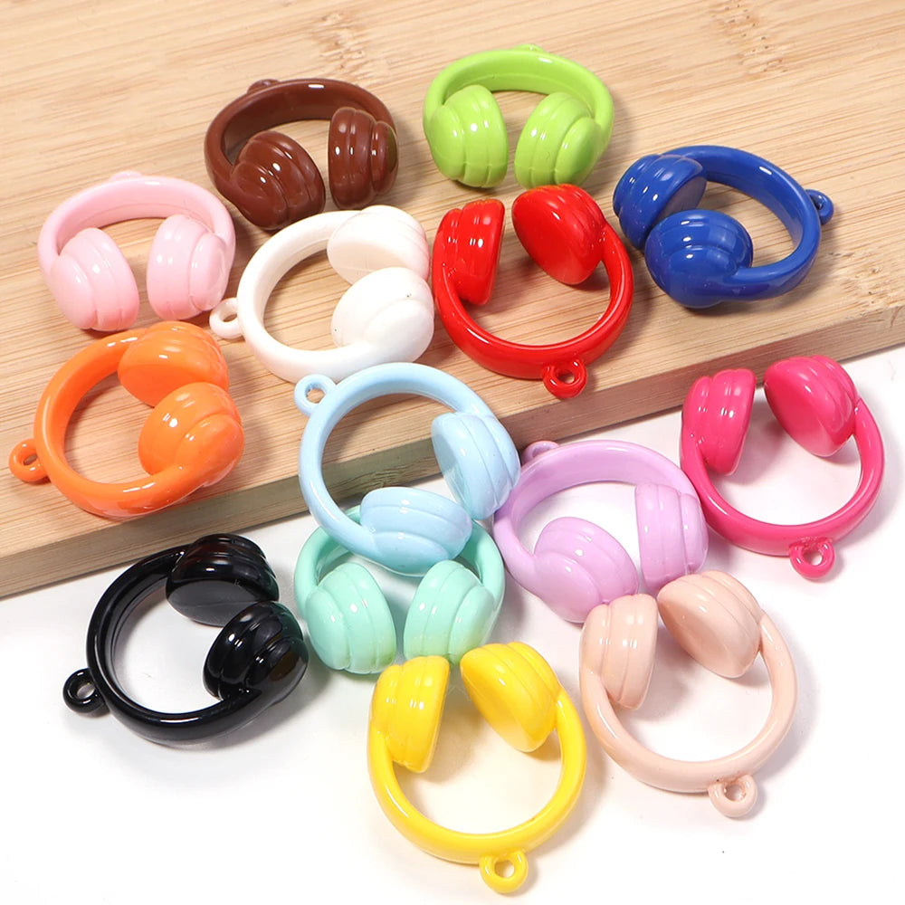 5pcs Earphones Acrylic Bead Charms – DIY Jewelry & Keychain Acrylic Jewelry Charms PLUSH