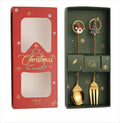 Santa Spoon & Fork Set – Christmas Holiday Dessert Tableware Holiday Flatware Set PLUSH Style C 1Set