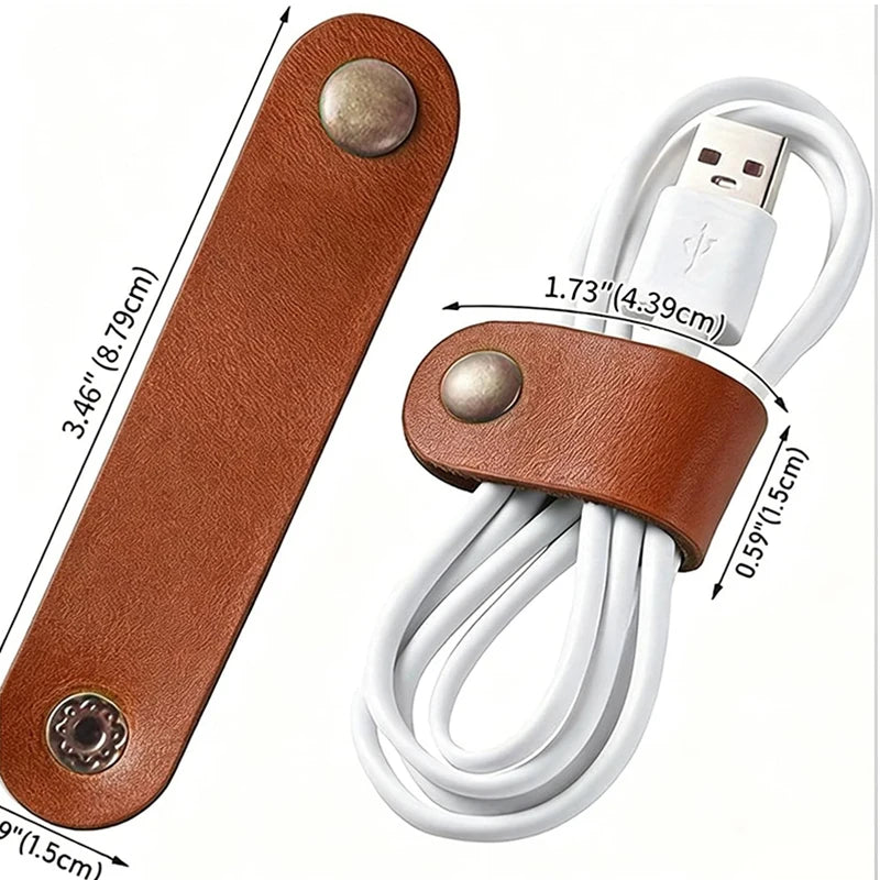 PU Leather Cable Organizer Cord Holder with Snap Button 10/20/30pcs Cable Organizer PLUSH