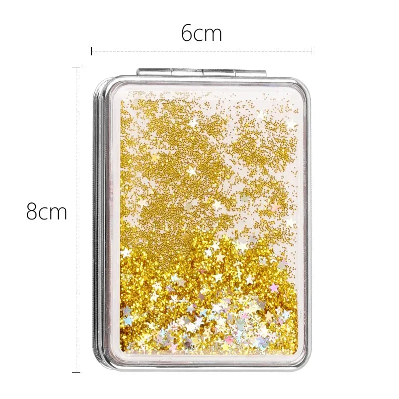 Folding Double-Sided Compact Makeup Mirror – Sparkling Sand Pink Compact Makeup Mirror PLUSH