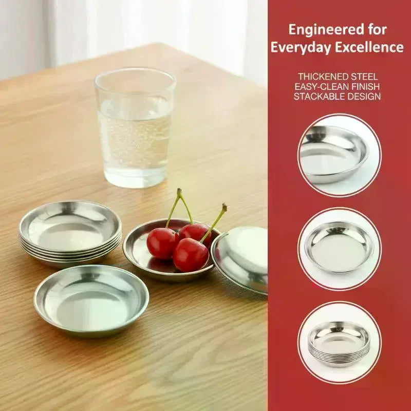 Stainless Steel Round Sauce Dishes 5/10pcs – BBQ & Picnic Sauce Dish Set PLUSH