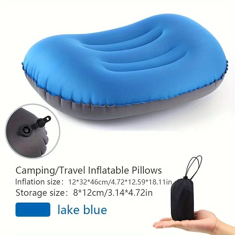 Ultralight Inflatable Camping Pillow – Neck & Lumbar Support Inflatable Camping Pillow PLUSH blue