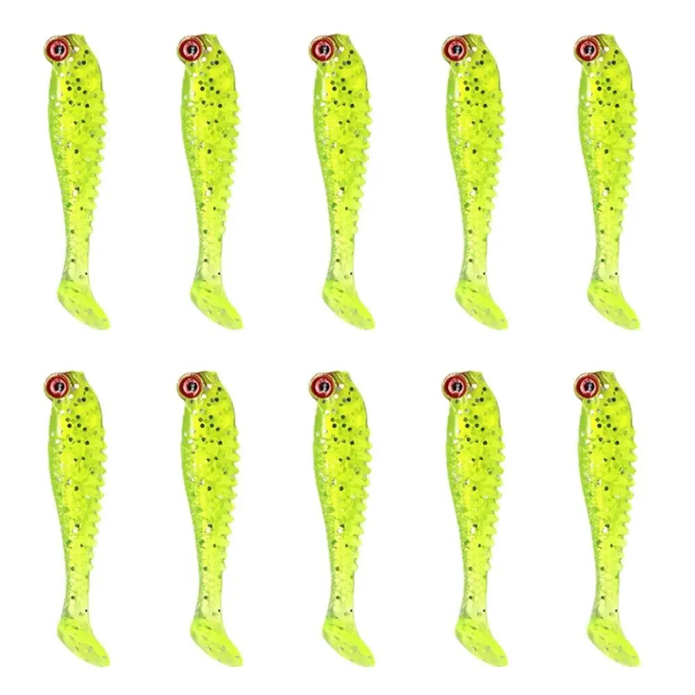 Soft Silicone Worm Fishing Lures 10pcs – Bass Swimbaits Soft Fishing Lures PLUSH Lemon Yellow 5.5CM