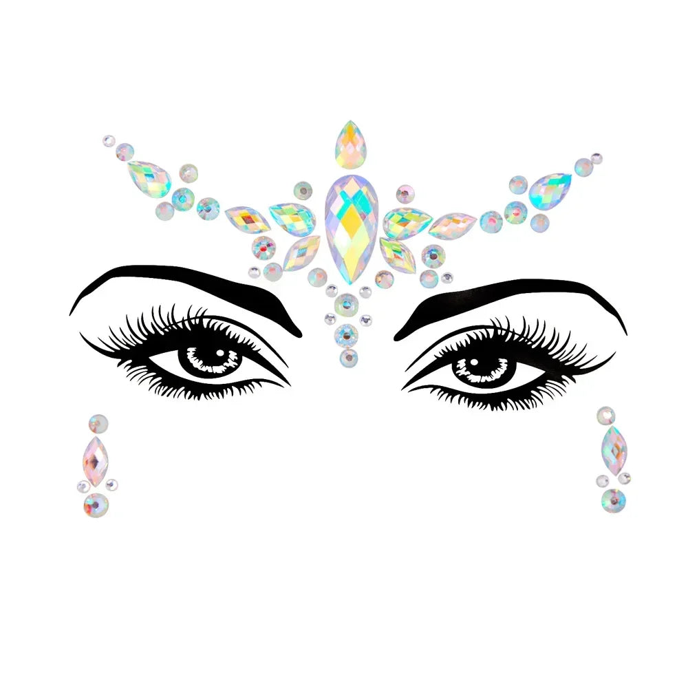 Crystal Face Gems Rhinestone Temporary Tattoo Stickers