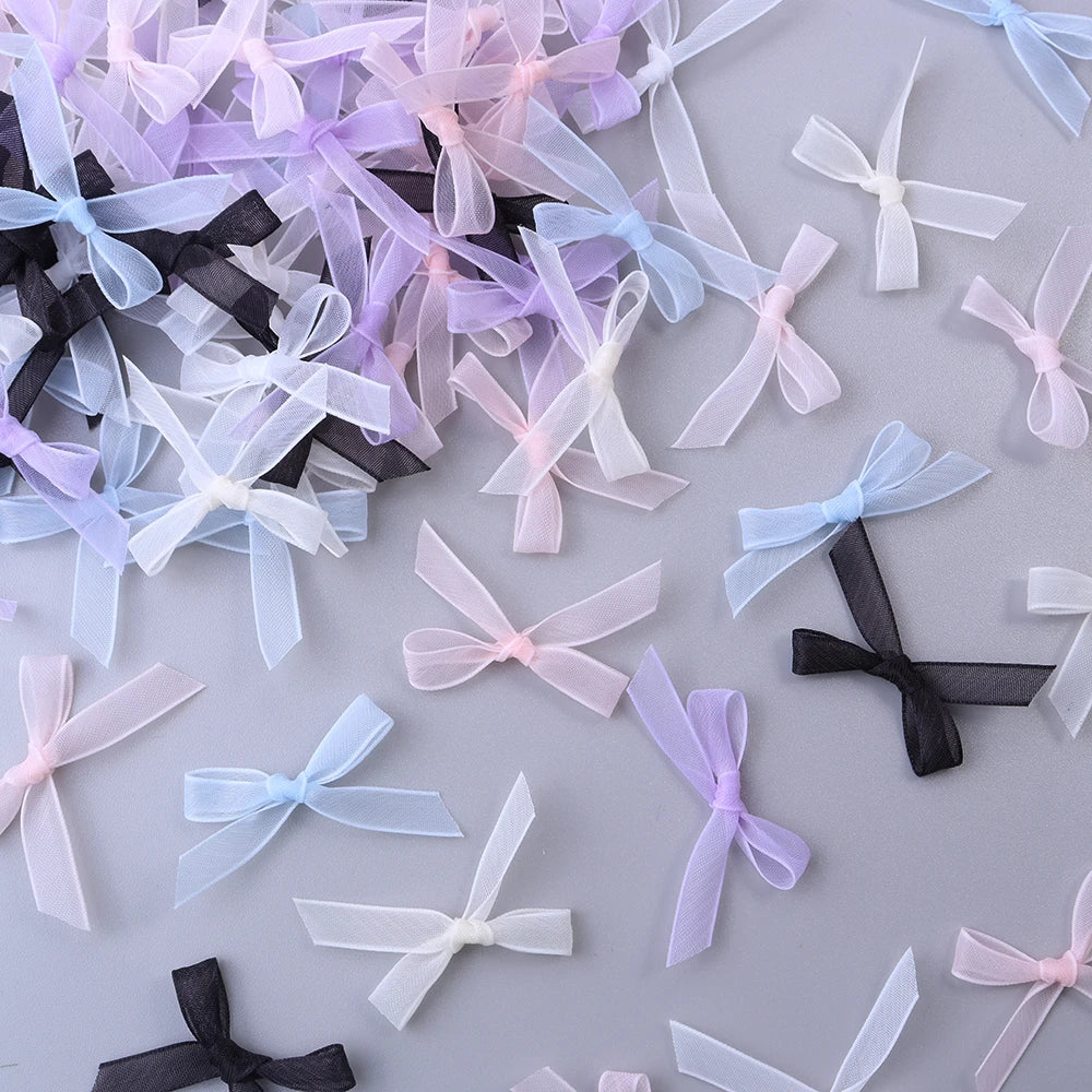 20pcs Mini Ribbon Bows – Colorful Polyester Bowknots for DIY Crafts Ribbon Bows PLUSH