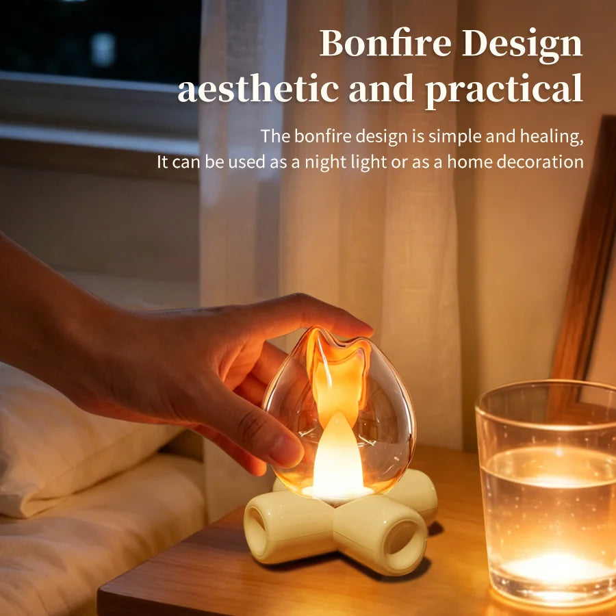 LED Simulated Flame Campfire Night Light – USB Rechargeable LED Night Light PLUSH
