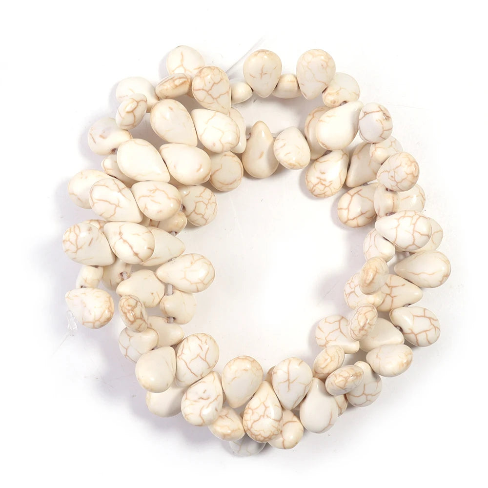 Water Drop Turquoise Stone Spacer Beads 45-70pcs DIY Jewelry Stone Spacer Beads PLUSH White 8X12mm-ap70pcs
