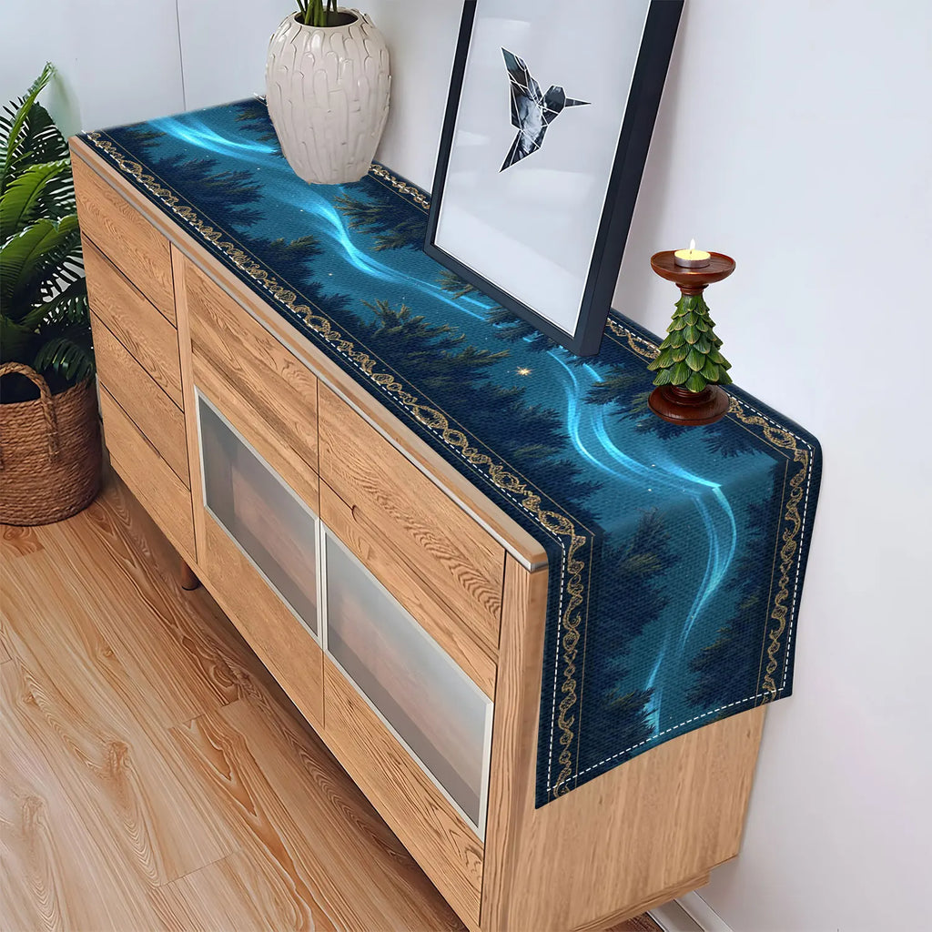 Starry Forest Table Runner – Aurora & Fantasy Party Décor Table Runner PLUSH