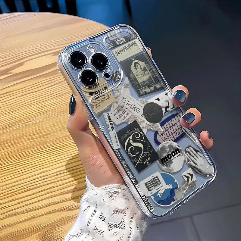 Montage Newspaper iPhone Case – Shockproof Soft Cover iPhone Phone Case PLUSH