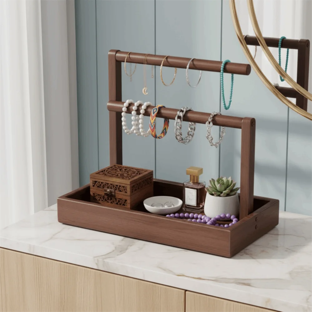 Solid Wood Bracelet Stand – Multi-Layer Jewelry Organizer Jewelry Display Stand PLUSH