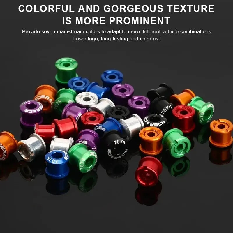 RIDERACE 5pc 7075 Aluminum Chainring Bolts M8 Road MTB Bike Chainring Bolt Set PLUSH