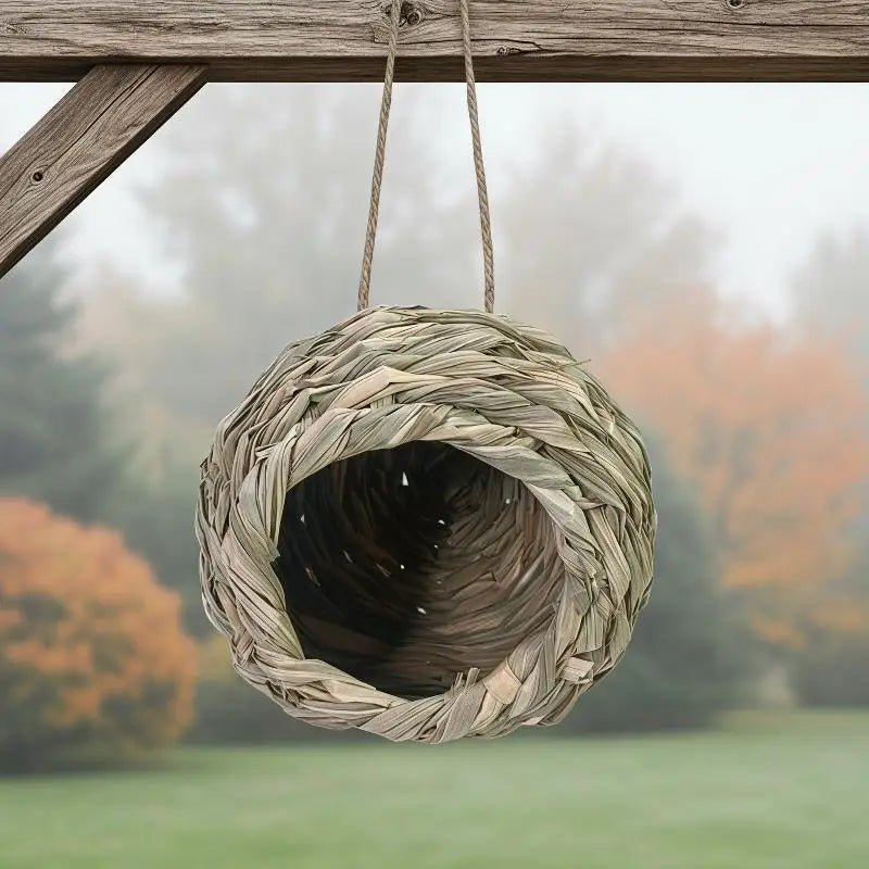 Woven Hanging Bird Nest | Natural Grass Birdhouse for Garden Hanging Bird Nest PLUSH