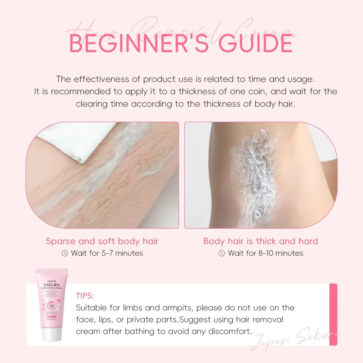 PWYUMAN Sakura Hair Removal Cream 50g – Men & Women Hair Removal Cream PLUSH