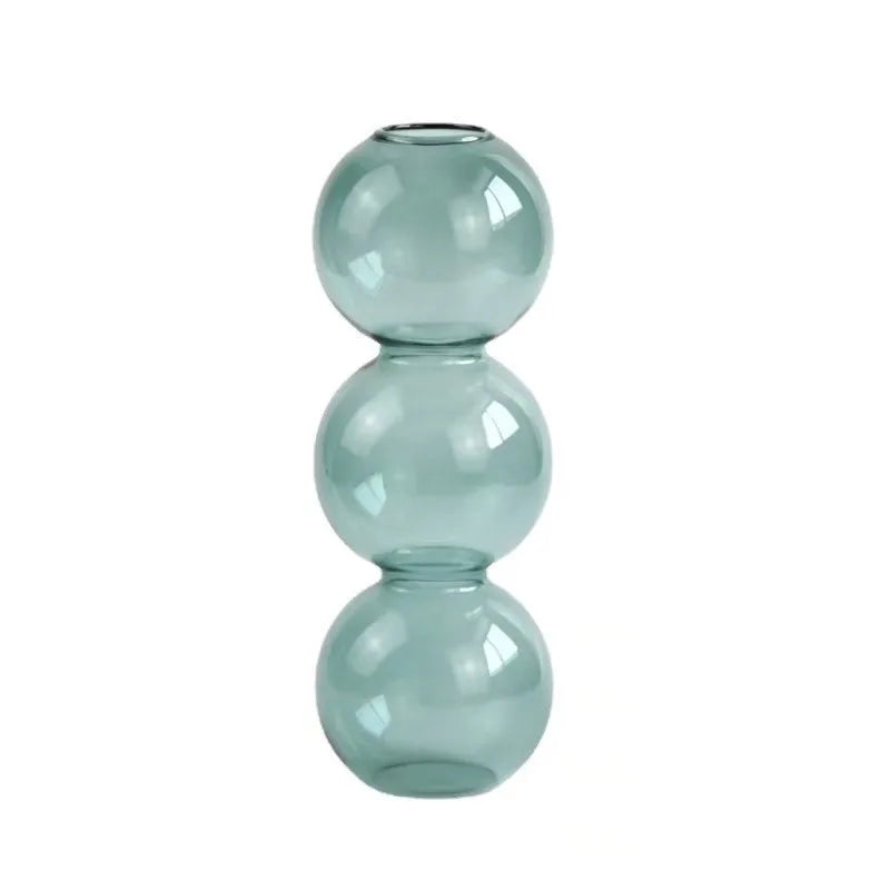 Nordic Glass Bubble Vase – Clear Bud Vase & Hydroponic Planter Glass Bud Vase PLUSH Cyan 3balls