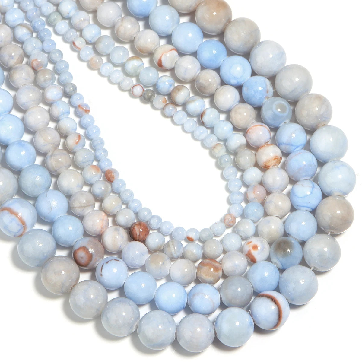 Blue Stripe Persian Jade Round Stone Beads for DIY Jewelry Natural Stone Beads PLUSH