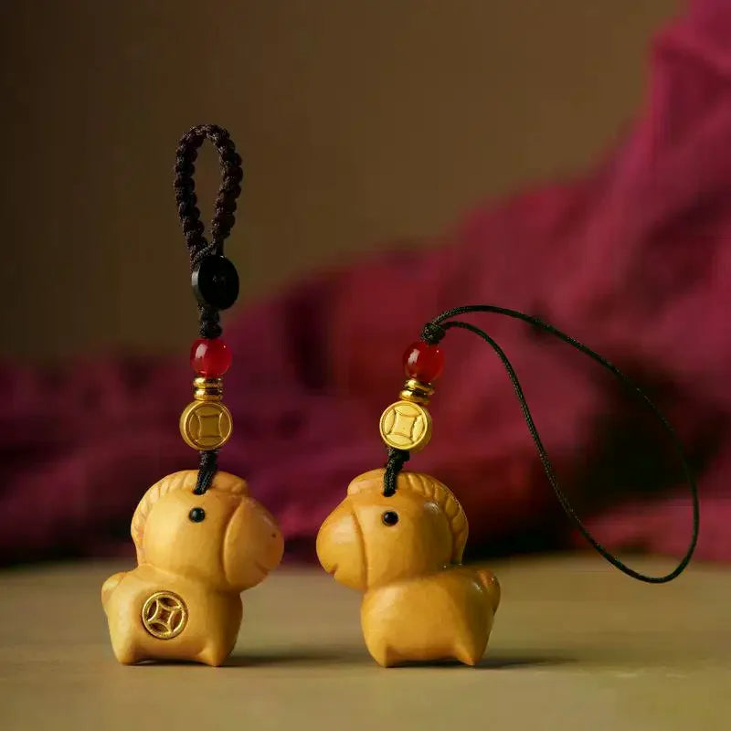 Sandalwood Horse Pendant Keychain – Lunar New Year Gift Pendant Keychain PLUSH