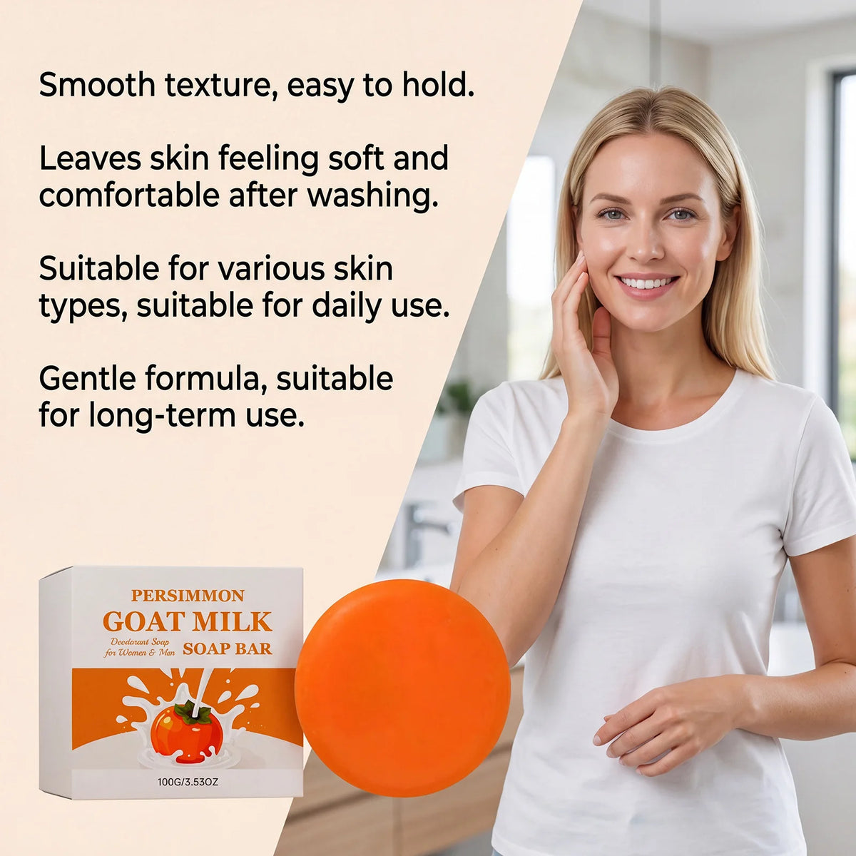 Persimmon Goat Milk Soap Bar – Oil Control & Deodorant Natural Soap Bar PLUSH