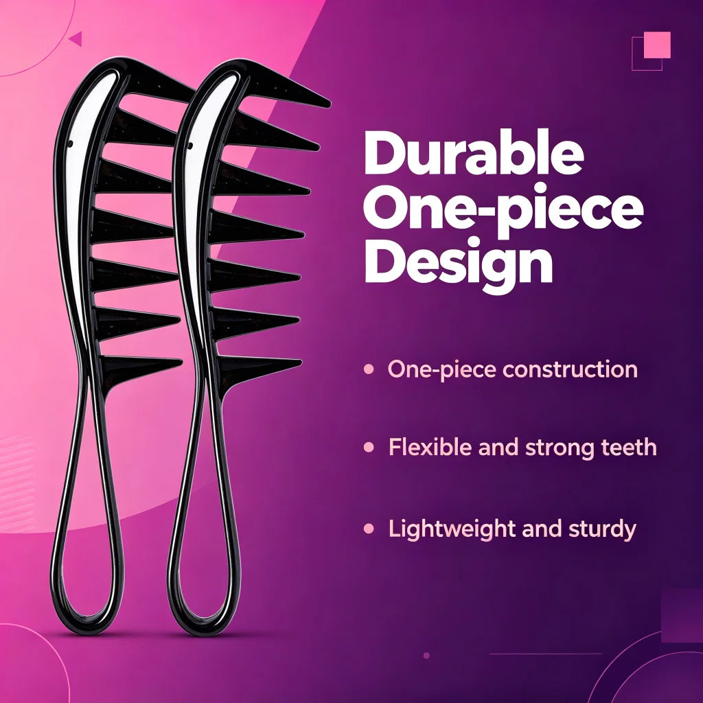 Wide Tooth Comb for Curly Hair – Anti-Breakage Salon Tool Hair Styling Comb PLUSH