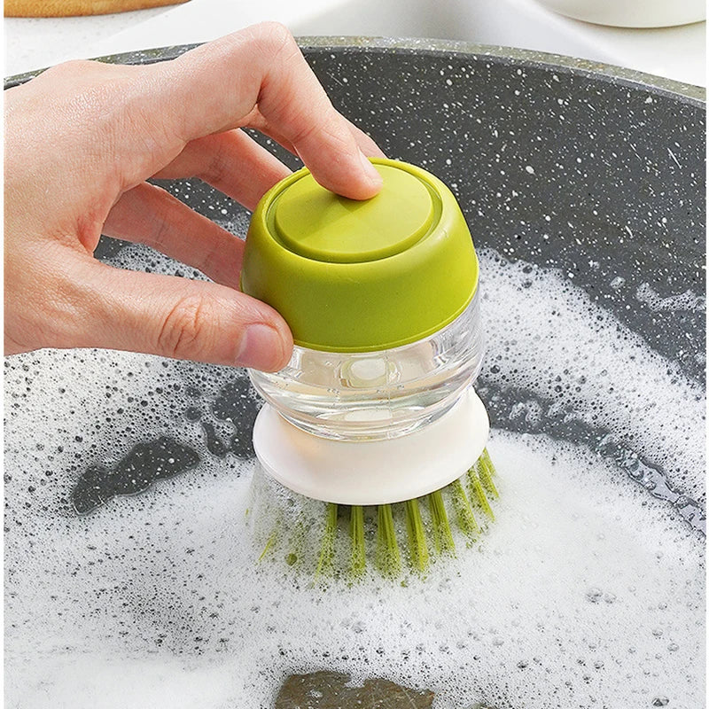 Dish Brush with Soap Dispenser, Holder & Drip Tray Set Kitchen Scrub Brush Set PLUSH