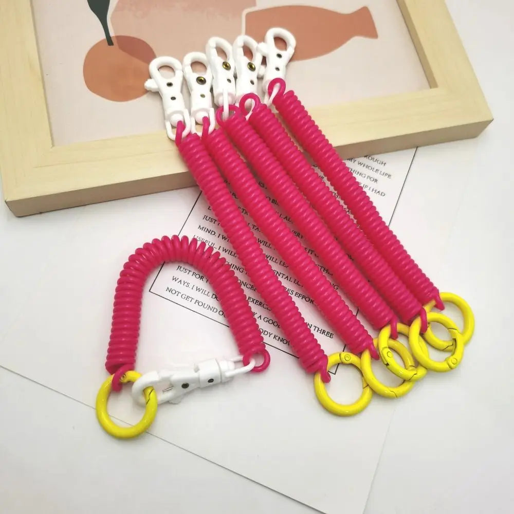 Stretchy Coil Spring Keychain Lobster Clasp | Anti-Lost Key Ring Spring Coil Keychain PLUSH