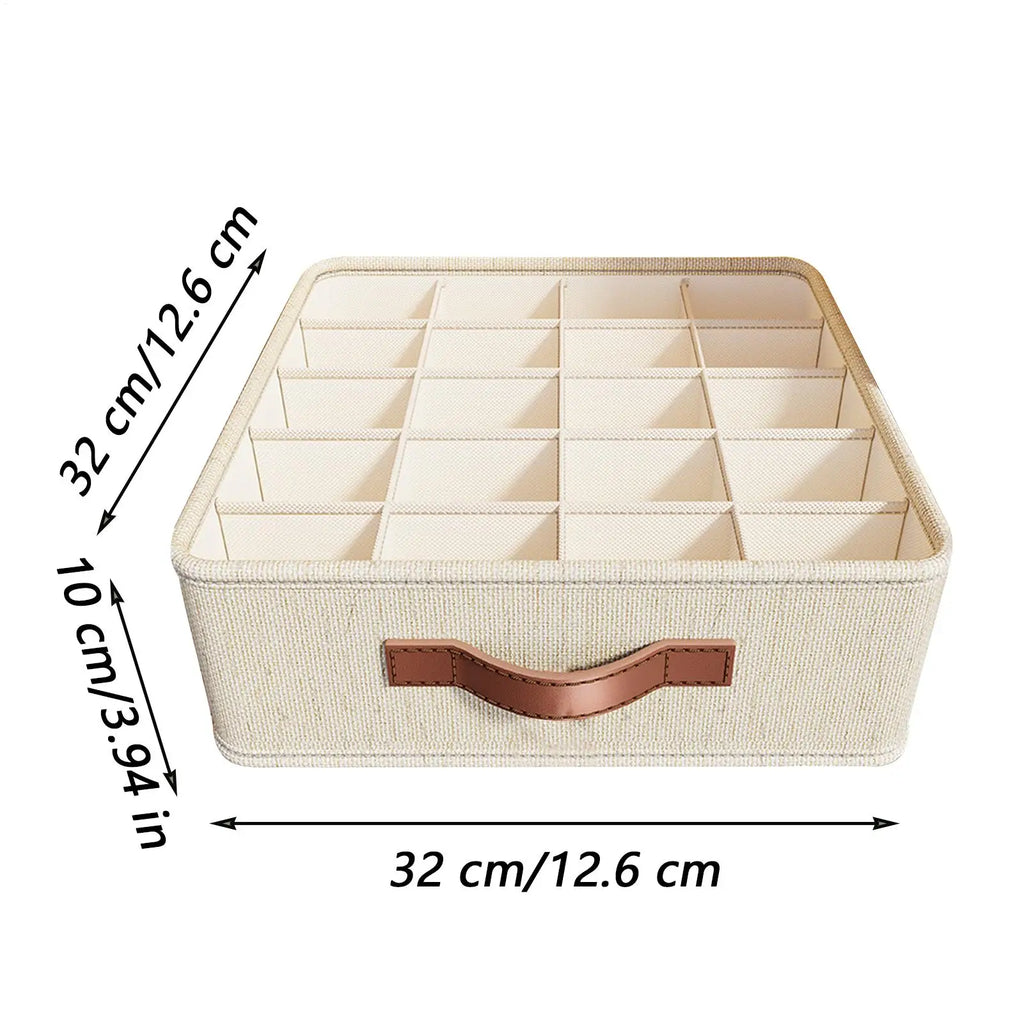 20-Grid Foldable Underwear Drawer Organizer – Cotton Linen Drawer Storage Organizer PLUSH